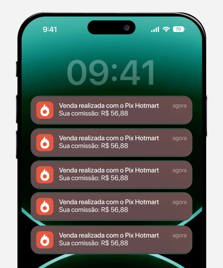 Notificações de vendas chegando no celular